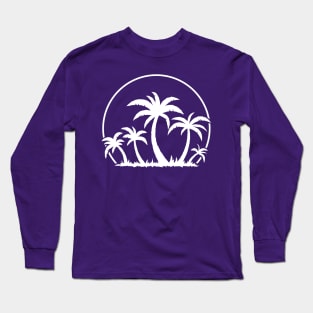 Palm Trees And Sunset in White Long Sleeve T-Shirt